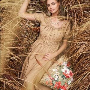 Spartina 449 Madeline Linen Midi Dress in Tanin